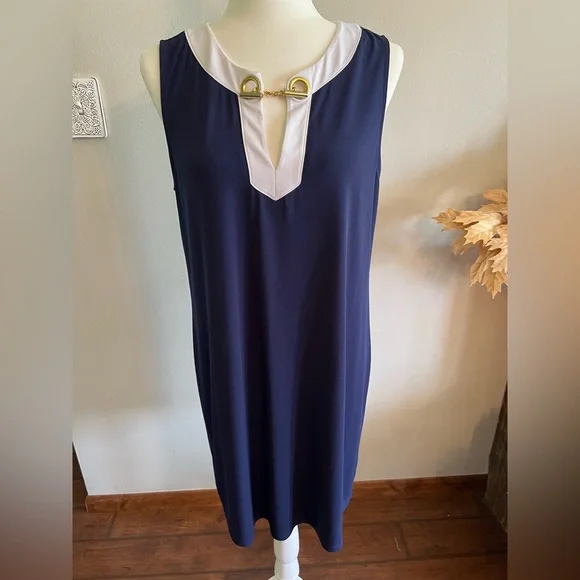 MICHAEL Michael Kors | Dresses | Michael Kors Navy Tank Dress With Gold  Chain Size Large | Poshmark